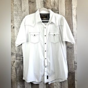 Wrangler Retro Men’s Short Sleeve Western Snap Dobby Shirt in White Sz XL